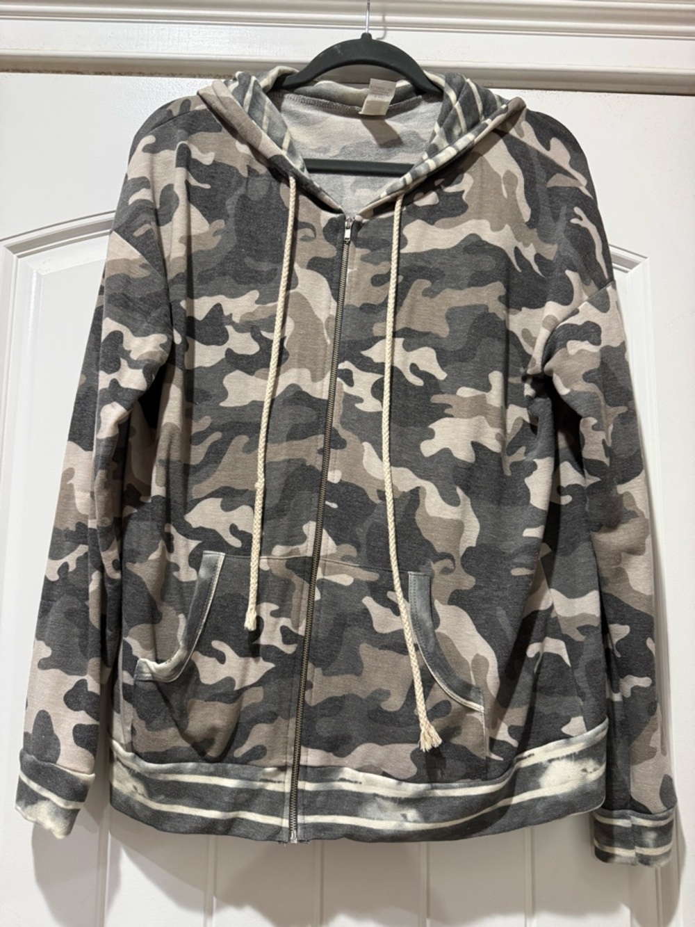 7th Ray Women's Camo Zip Hoodie in Green and Tan